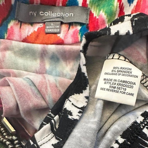 NY Collection Colorful Ikat  tribal hippie sleeveless v-neck beaded sheath sleev - Picture 8 of 8